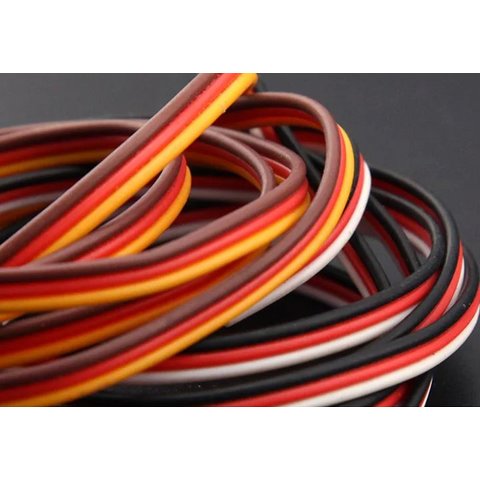Сервокабель 3x26AWG, 0,13 мм², 1 м, плоский, чорний, червоний, білий Прев'ю 2