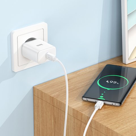 Mains Charger Hoco C104A, (20 W, Power Delivery (PD), white, 1 output) #6931474782892 Preview 2
