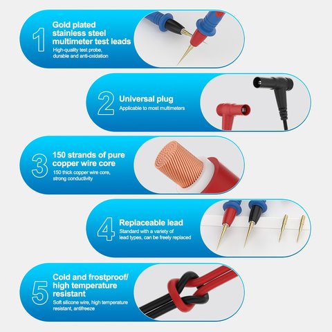 Sonda de prueba para multímetro Sunshine SS-024B, aguja fina Vista previa  5
