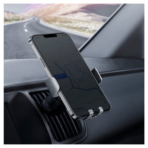 Автомобильный держатель Baseus Metal Age II, серебристый, на дефлектор, #SUJS000012 Превью 5