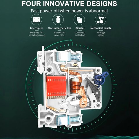 Автоматический выключатель переменного тока TOMZN TOB1-63H-C25, 1P, 230-400В, 25 А Превью 3